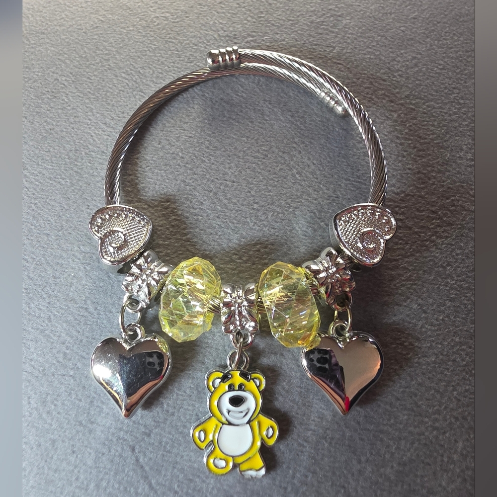 Silver Bracelet with Yellow Bear Charm